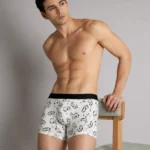 Innerfit Men’s Printed Boxer Brief – White Cartoon Doodle Print with Black Waistband (PACK OF 3)