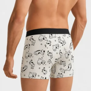Innerfit Men’s Printed Boxer Brief – White Cartoon Doodle Print with Black Waistband (PACK OF 3)