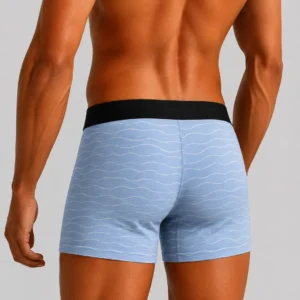 Innerfit Sky Blue Wave Print Boxer Briefs for Men | Ultra-Soft Stretch | Breathable Performance Underwear (PACK OF 3)