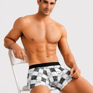 Innerfit Premium Men's Checkerboard Boxer Briefs – White & Black | Ultra Soft, Breathable & 4-Way Stretch (PACK OF 3)