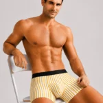 Innerfit Premium Men's Striped Boxer Briefs – White & Mustard Gold | Ultra Soft, Breathable & 4-Way Stretch (PACK OF 3)