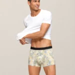 Innerfit Premium Men's Tropical Leaf Boxer Briefs – Pastel Ivory | Ultra Soft, Breathable & 4-Way Stretch (PACK OF 3)