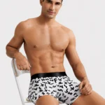 Innerfit Premium Men's Boxer Briefs – White & Black Printed Stretch Trunks | Ultra Soft, Breathable & All-Day Comfort (PACK OF 3)