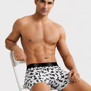 Innerfit Premium Men's Boxer Briefs – White & Black Printed Stretch Trunks | Ultra Soft, Breathable & All-Day Comfort (PACK OF 3)