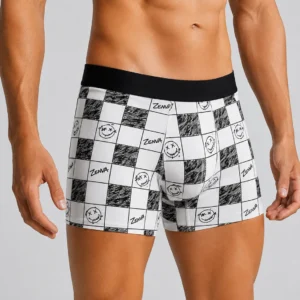 Innerfit Premium Black & White Checker Print Boxer Briefs for Men | Ultra-Soft Stretch | Breathable Everyday Underwear (PACK OF 3)