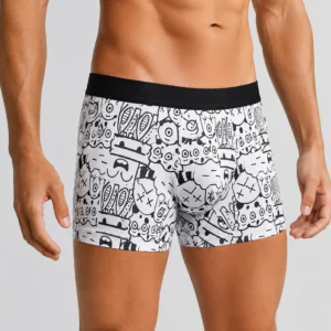 Innerfit Premium Grey Doodle Print Boxer Briefs for Men | Ultra-Soft Stretch | Breathable Everyday Underwear (PACK OF 3)