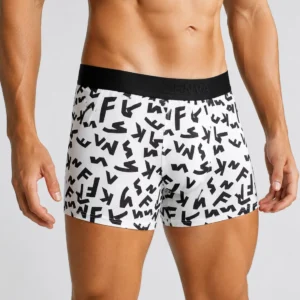 Innerfit Premium Men's Boxer Briefs – White & Black Printed Stretch Trunks | Ultra Soft, Breathable & All-Day Comfort (PACK OF 3)