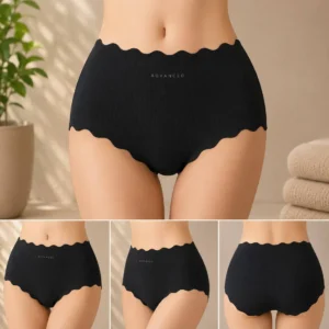 Women’s Seamless Scallop Edge Panties – Pack of 5 | No-Show Soft Stretch Briefs | Mid-Waist Everyday Underwear