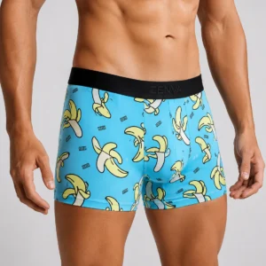 Innerfit Premium Men's Banana Print Boxer Briefs – Sky Blue | Ultra Soft, Breathable & 4-Way Stretch