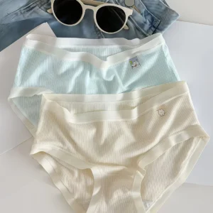 Women’s Ribbed Soft-Stretch Mid-Waist Panties – Pack of 3