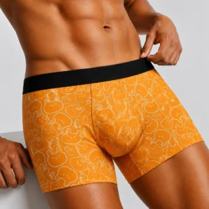 Innerfit Premium Orange Bunny Print Boxer Briefs for Men | Ultra-Soft Stretch | Breathable Everyday Underwear (PACK OF 3)