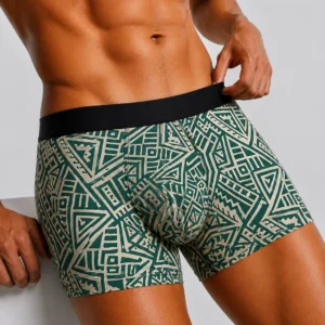 Innerfit Forest Green Tribal Print Boxer Briefs for Men | Ultra-Soft Stretch | Premium Performance Underwear (PACK OF 3)