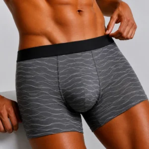 Innerfit Steel Grey Wave Print Boxer Briefs for Men | Ultra-Soft Stretch | Breathable Performance Underwear (PACK OF 3)