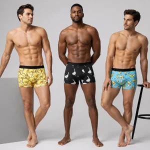 Men’s Printed Boxer Briefs – Pack of 3 | Soft Stretch Trunks | Premium Everyday Underwear for Men