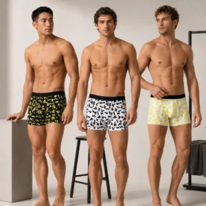 Men’s Abstract Print Boxer Briefs – Pack of 3 | Soft Stretch Trunks | Premium Everyday Underwear for Men