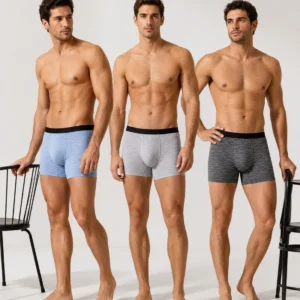 Men’s Wave Print Boxer Briefs – Pack of 3 | Soft Stretch Trunks | Premium Everyday Underwear for Men