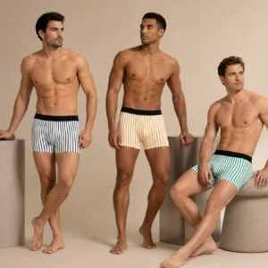 Men’s Striped Boxer Briefs – Pack of 3 | Soft Stretch Trunks | Premium Everyday Underwear for Men