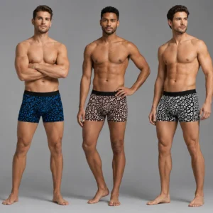Men’s Leopard Print Boxer Briefs – Pack of 3 | Soft Stretch Trunks | Premium Everyday Underwear for Men