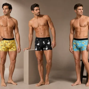 Men’s Fun Printed Boxer Briefs – Pack of 3 | Soft Stretch Trunks | Premium Everyday Underwear for Men