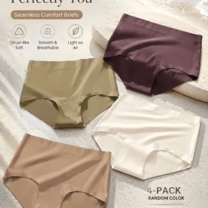 Women’s Ultra-Soft Seamless Panties | Breathable Stretch Mid-Waist Underwear for All-Day Comfort(PACK OF 4)